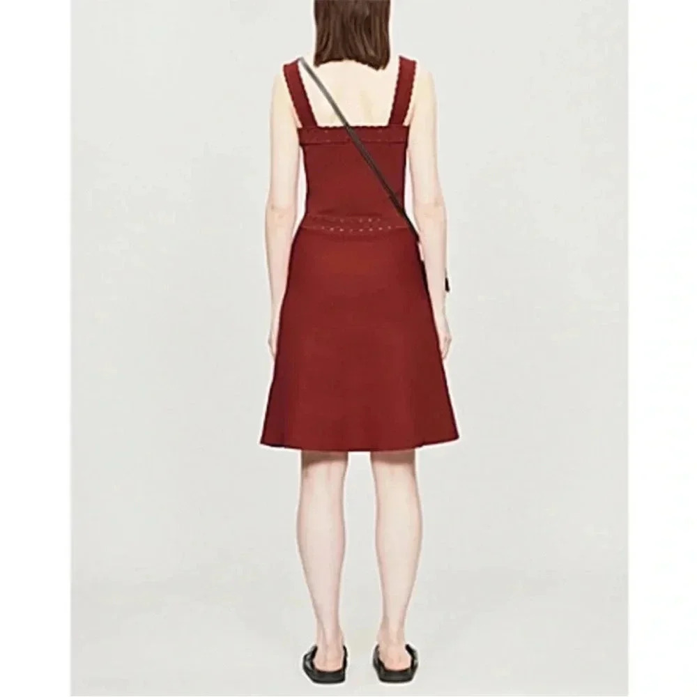 Sandro burgundy Alyson pointelle stretch knit mini dress - Picture 2 of 13